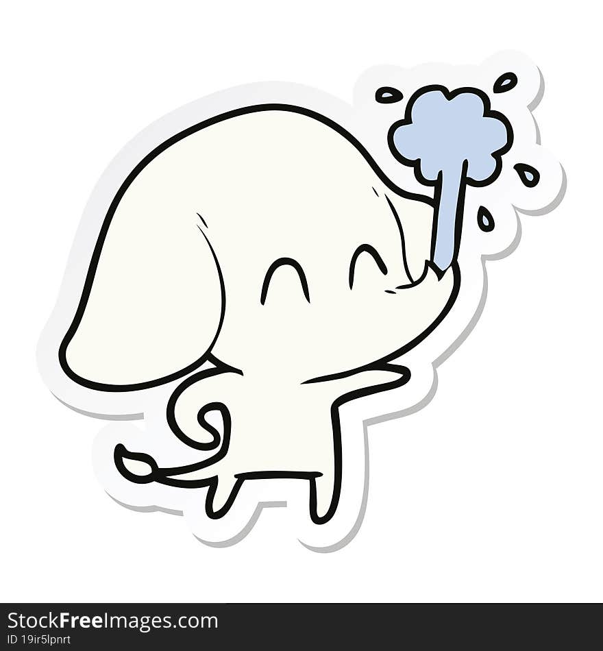 Sticker Of A Cute Cartoon Elephant Spouting Water