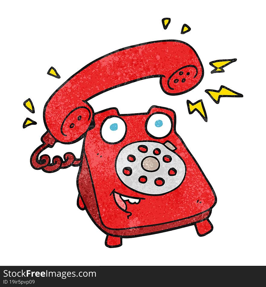 Textured Cartoon Ringing Telephone