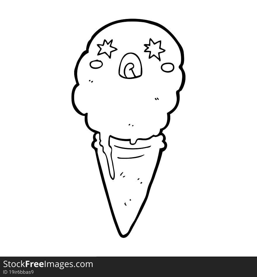 cartoon shocked ice cream