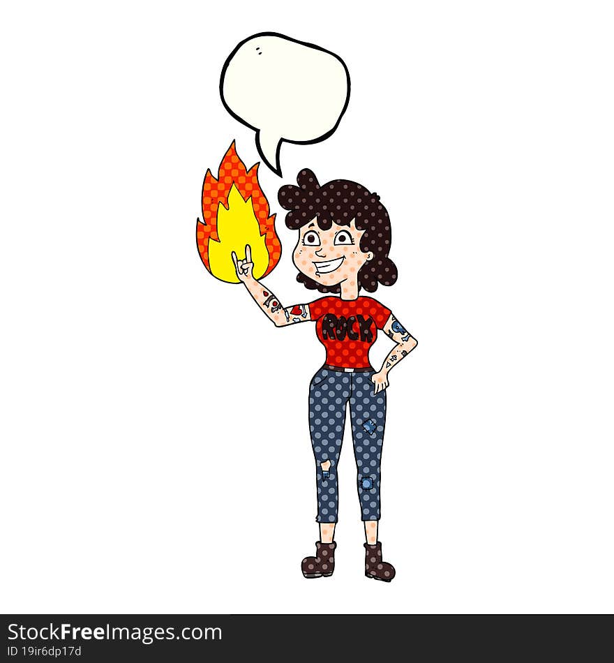 Comic Book Speech Bubble Cartoon Rock Girl