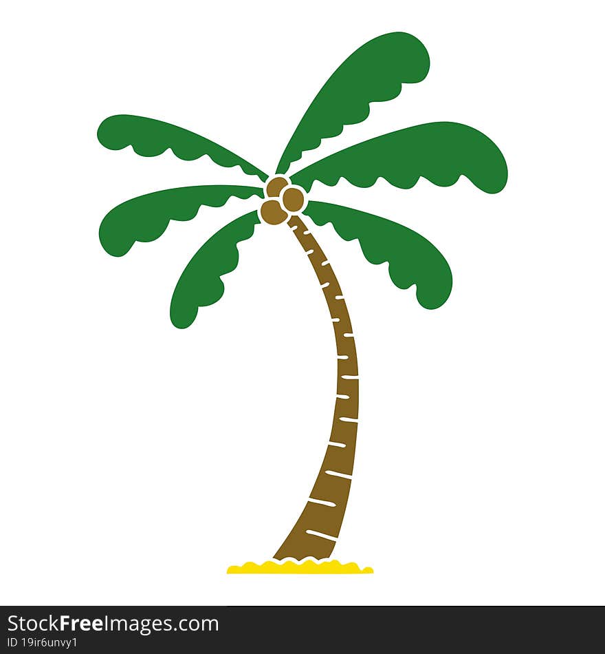 quirky hand drawn cartoon palm tree