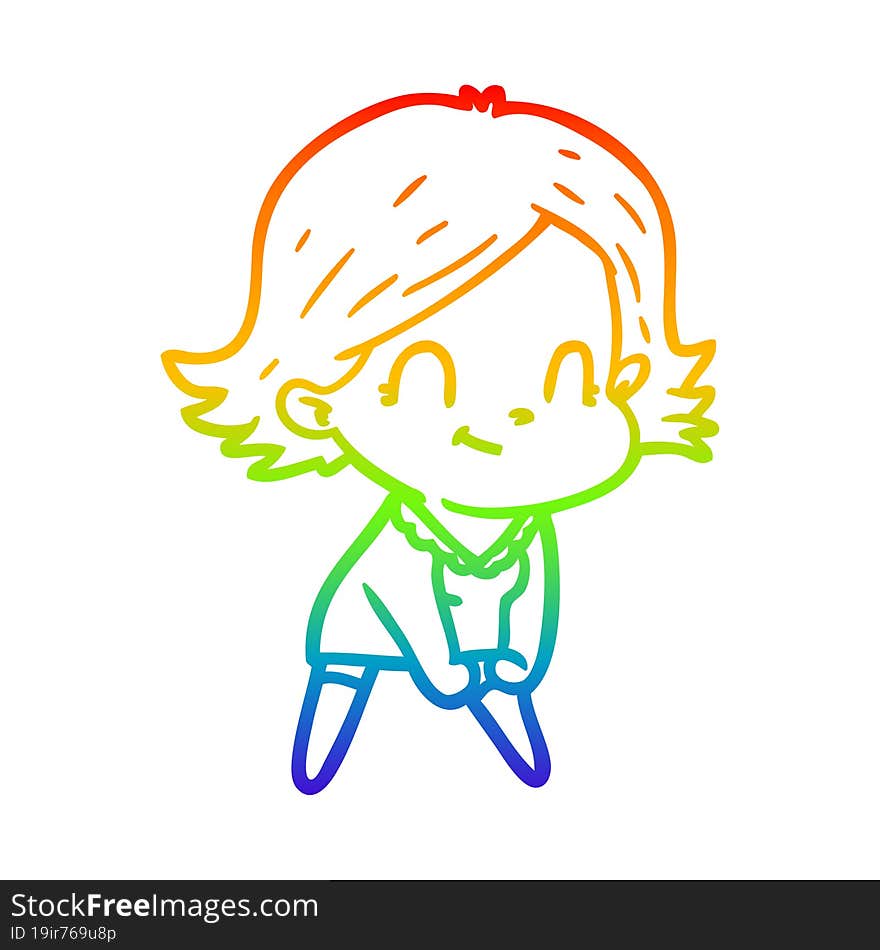 rainbow gradient line drawing cartoon friendly girl