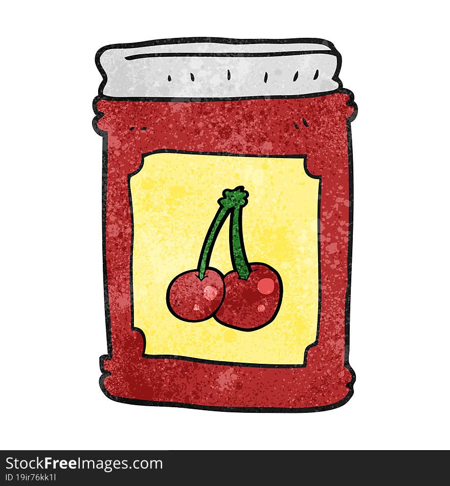 freehand textured cartoon cherry jam jar