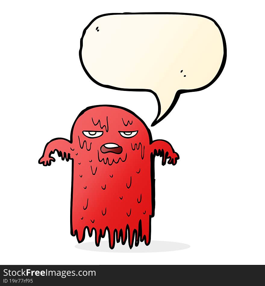 cartoon spooky ghost with speech bubble