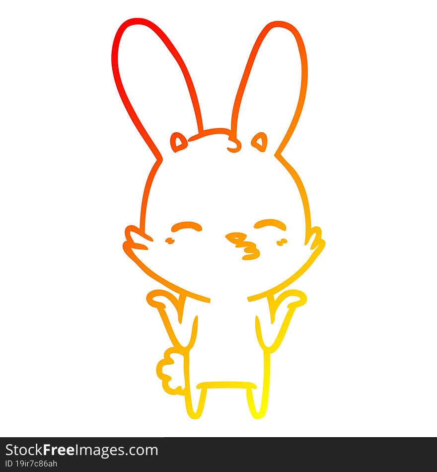 warm gradient line drawing of a curious bunny cartoon