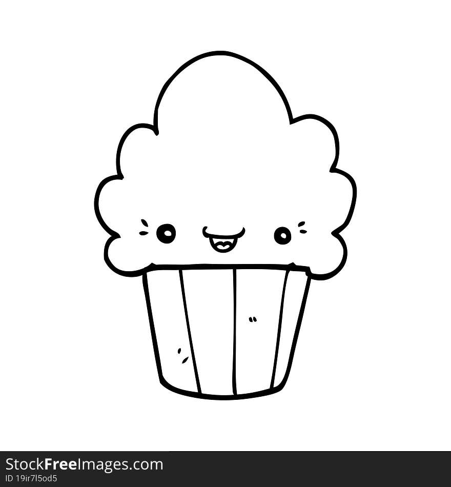 cartoon cupcake with face