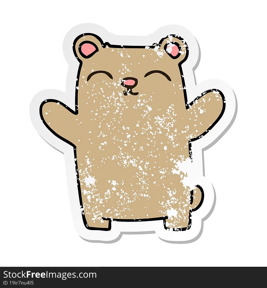 distressed sticker of a quirky hand drawn cartoon bear