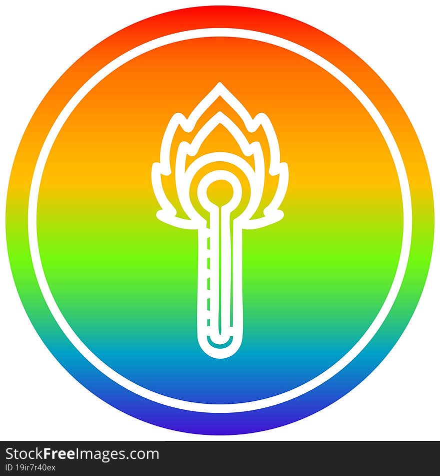 flaming thermometer circular in rainbow spectrum