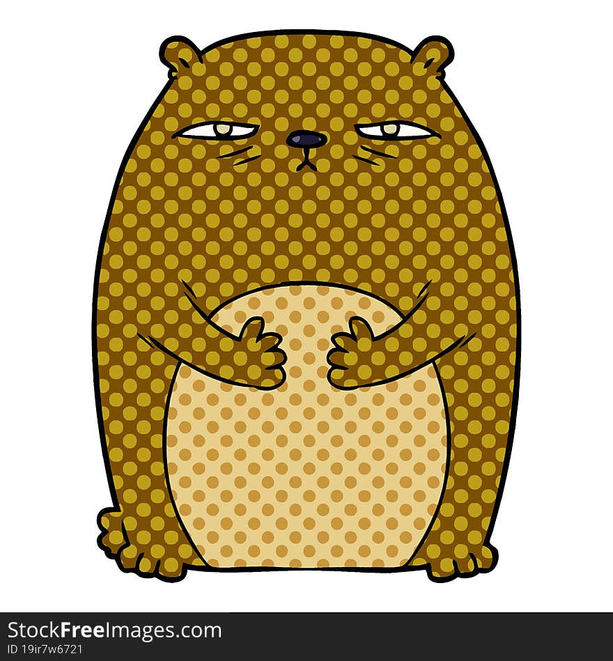 cartoon tired annoyed bear. cartoon tired annoyed bear