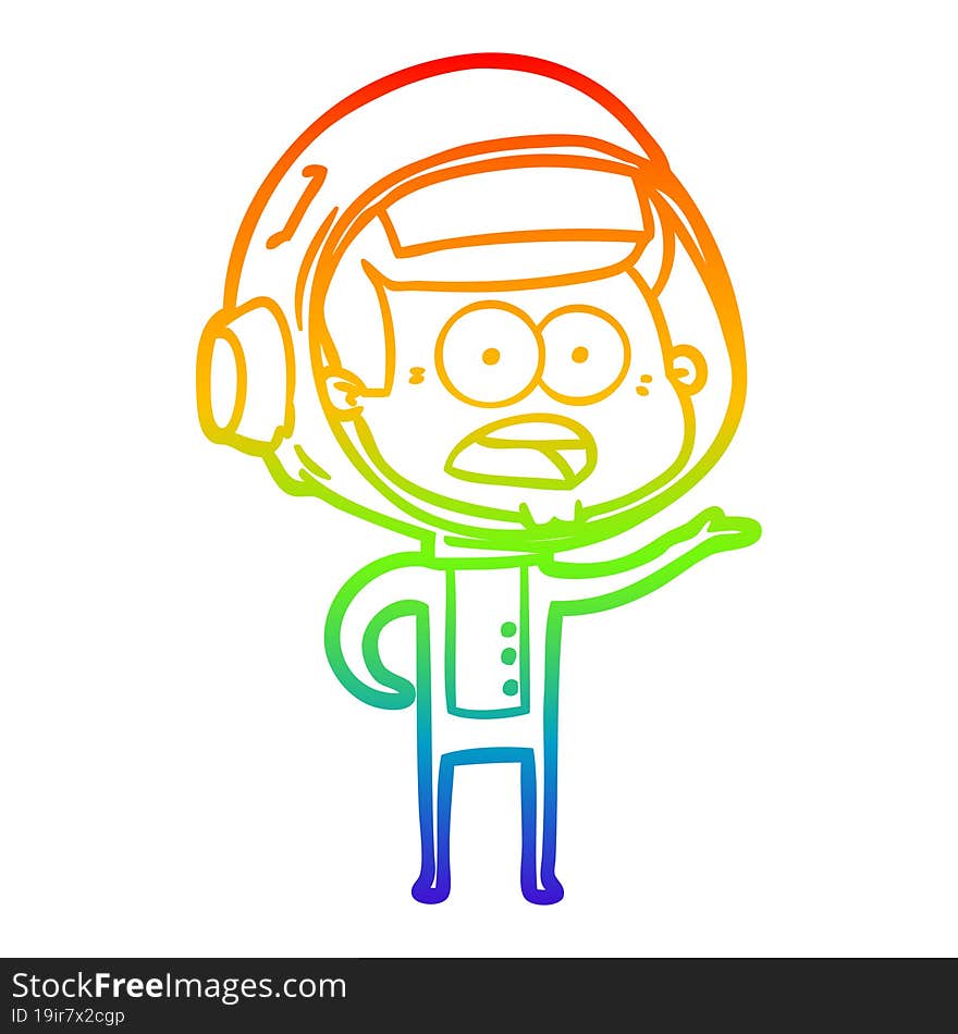 rainbow gradient line drawing cartoon surprised astronaut