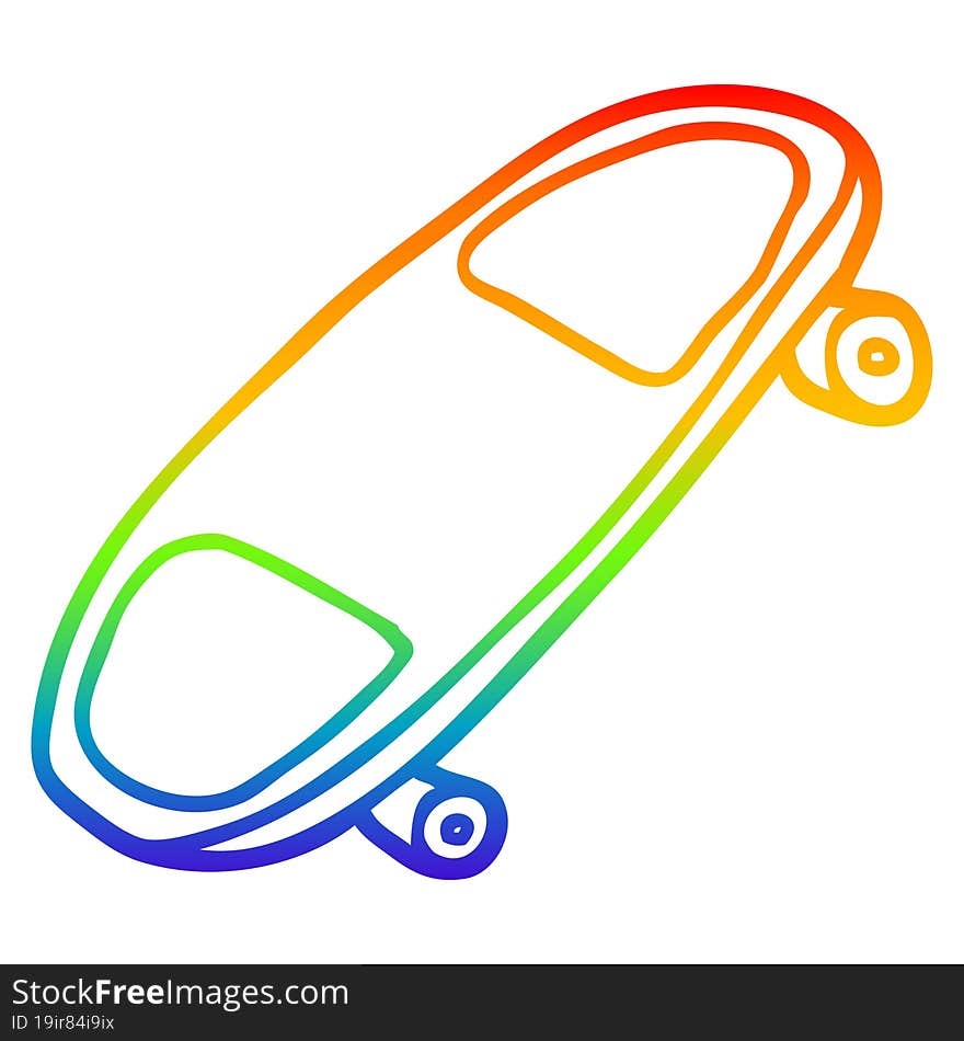 Rainbow Gradient Line Drawing Cartoon Skate Board