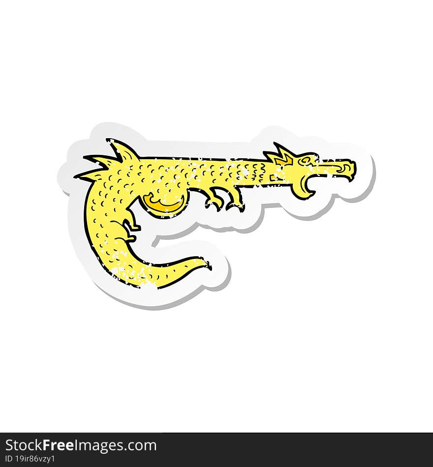 retro distressed sticker of a cartoon medieval dragon