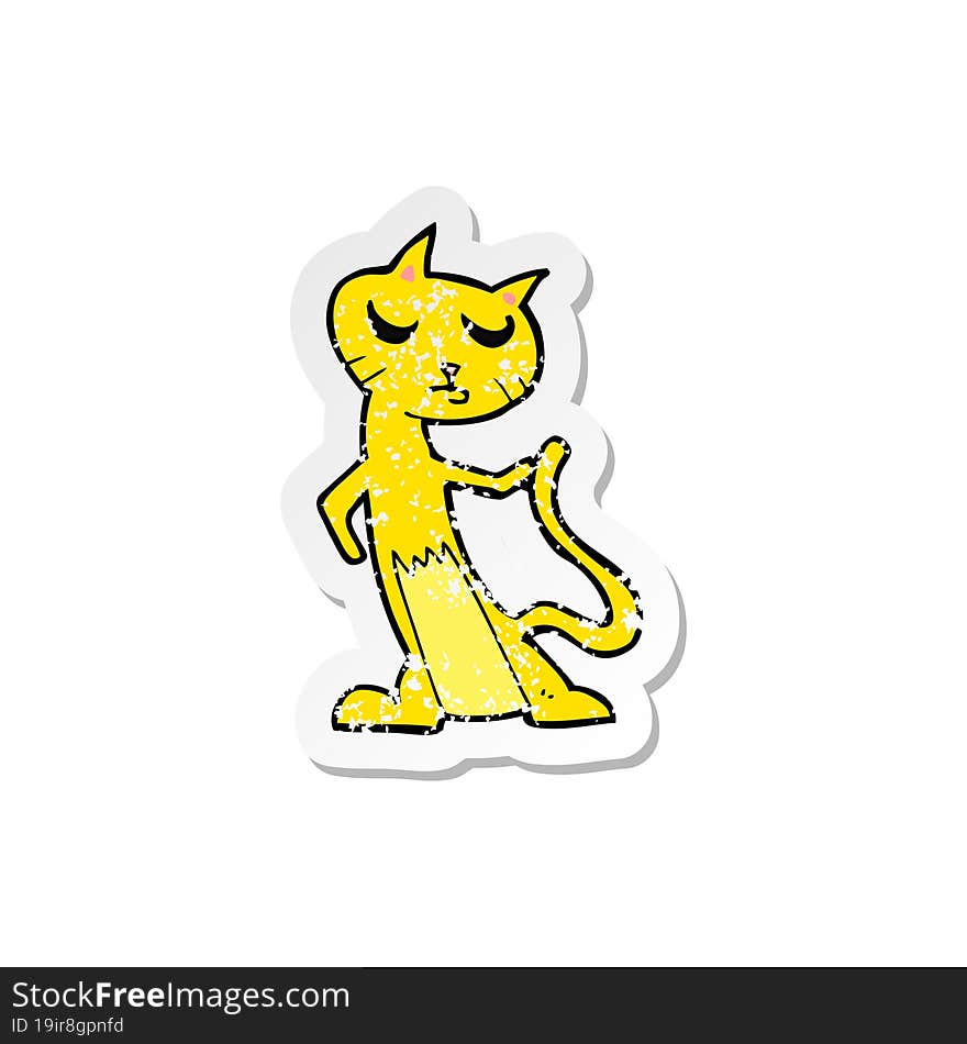 retro distressed sticker of a cartoon cat