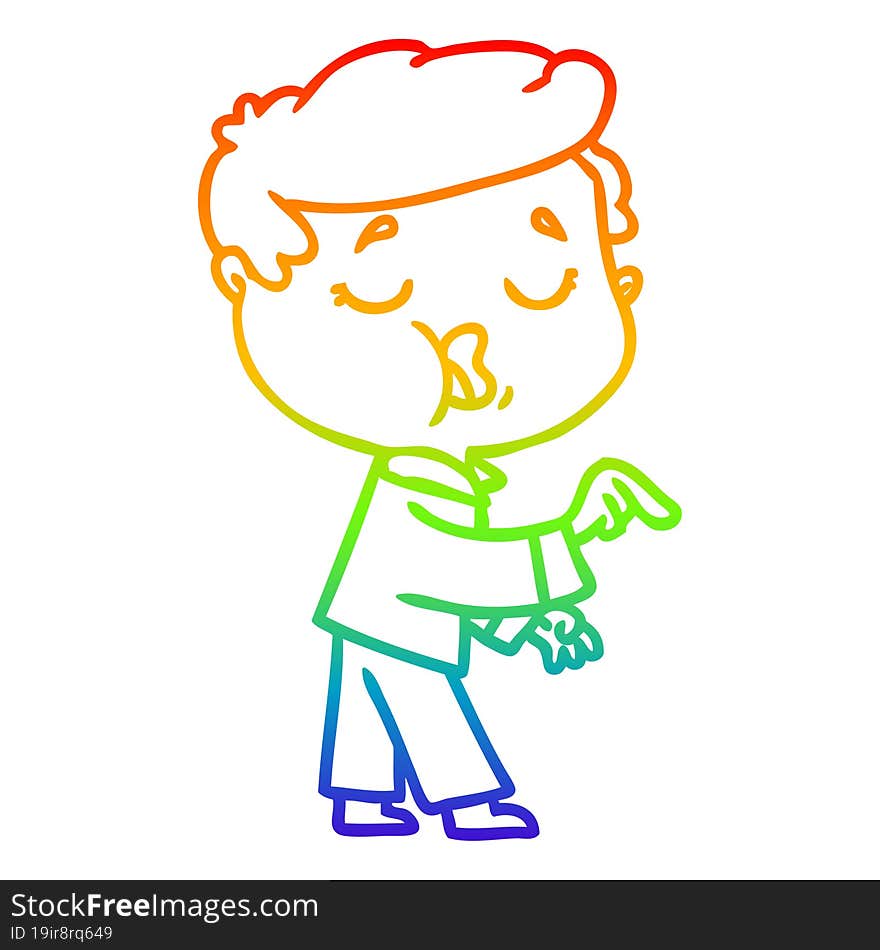 rainbow gradient line drawing of a cartoon man talking