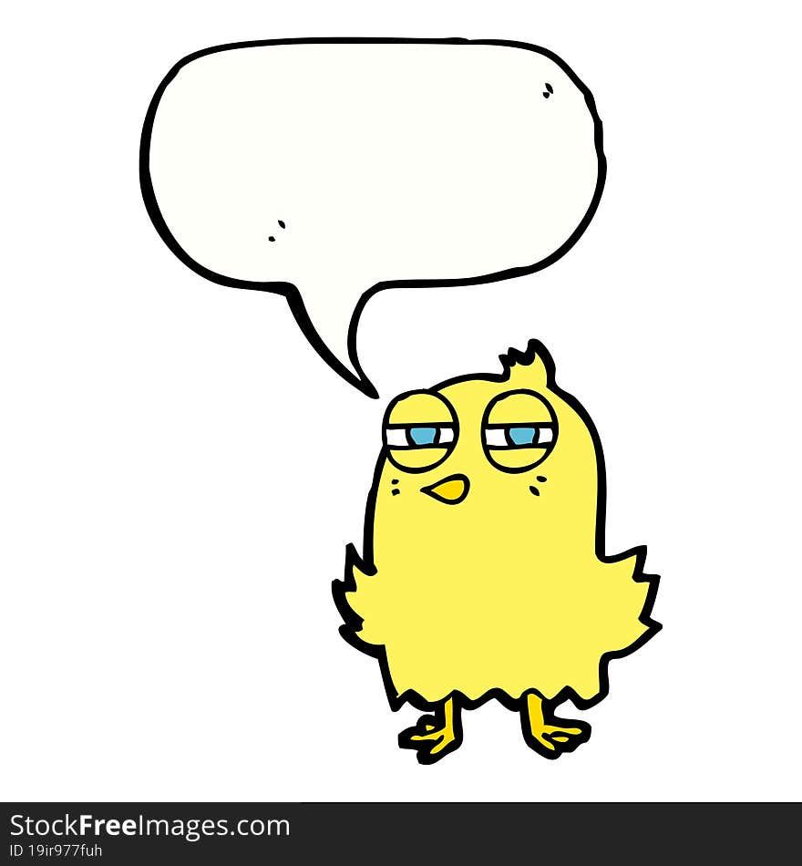 funny cartoon bird with speech bubble