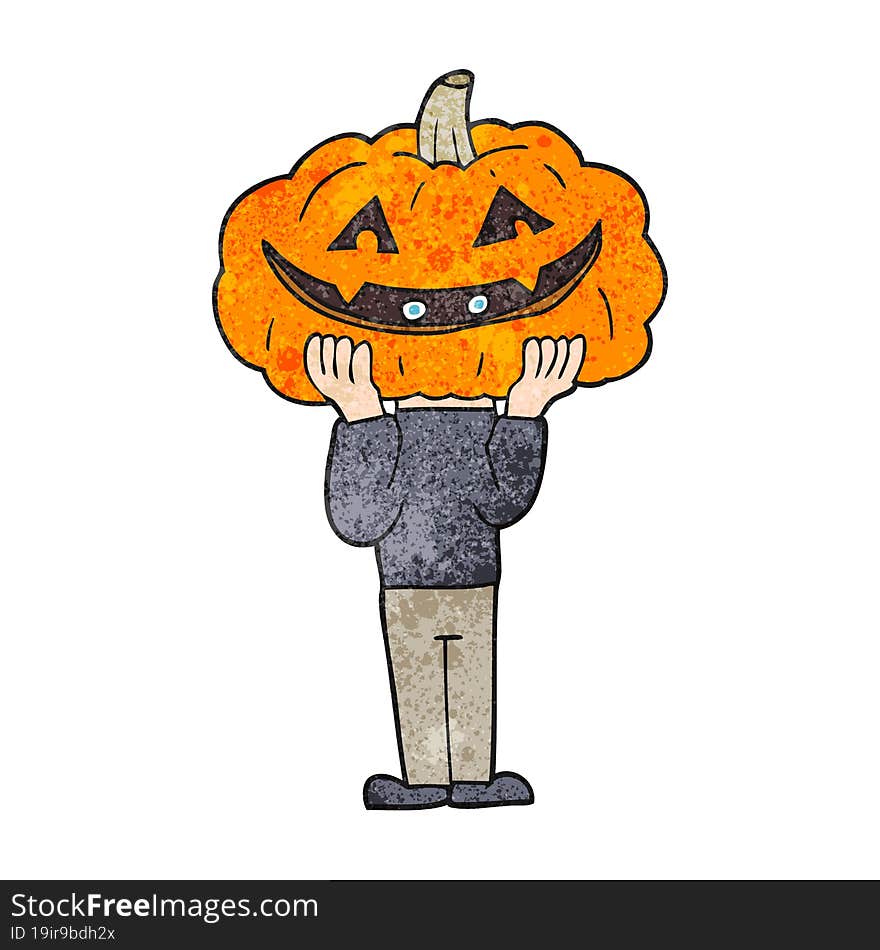 textured cartoon pumpkin head halloween costume