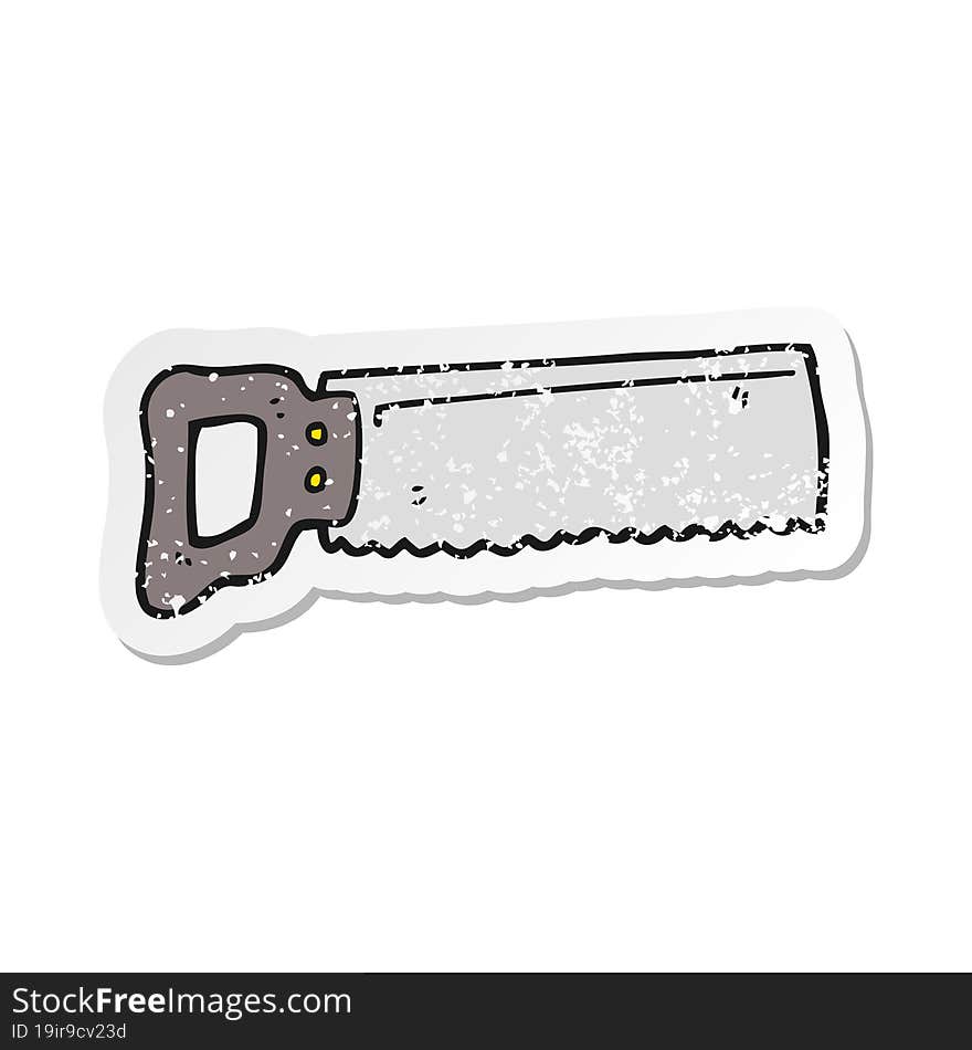 retro distressed sticker of a cartoon saw