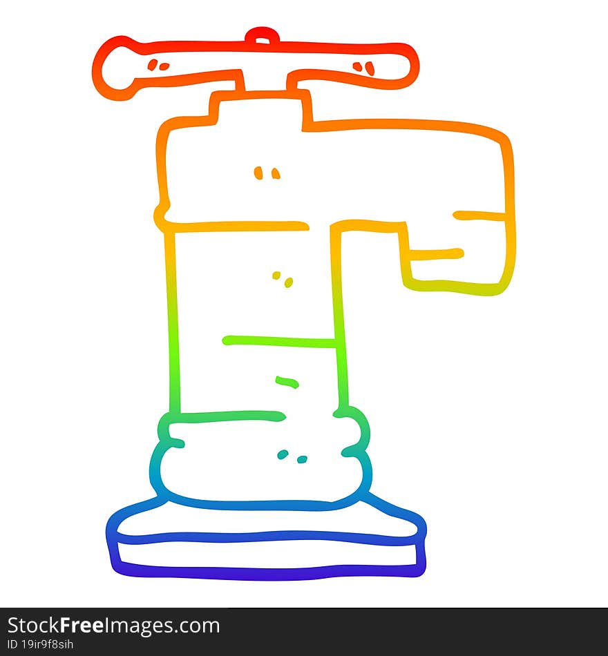 rainbow gradient line drawing cartoon faucet