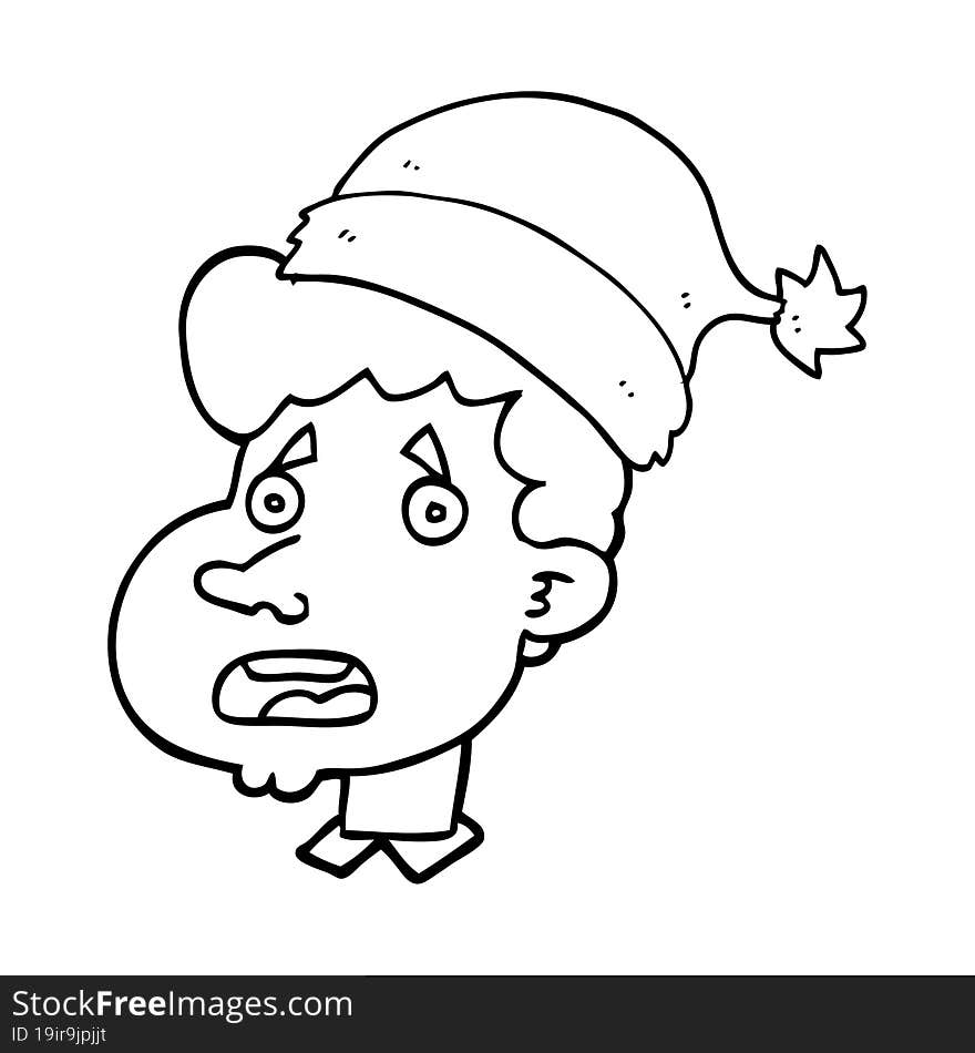 cartoon man wearing christmas hat