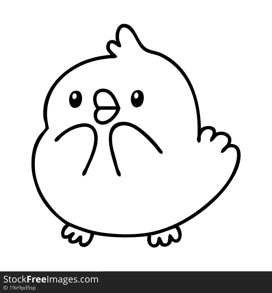 line doodle of a cute baby bird looking surprised. line doodle of a cute baby bird looking surprised