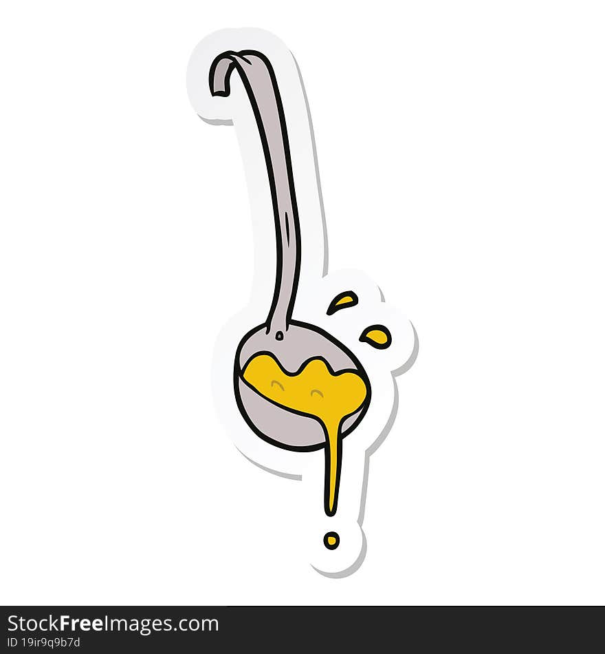 sticker of a cartoon ladle of soup