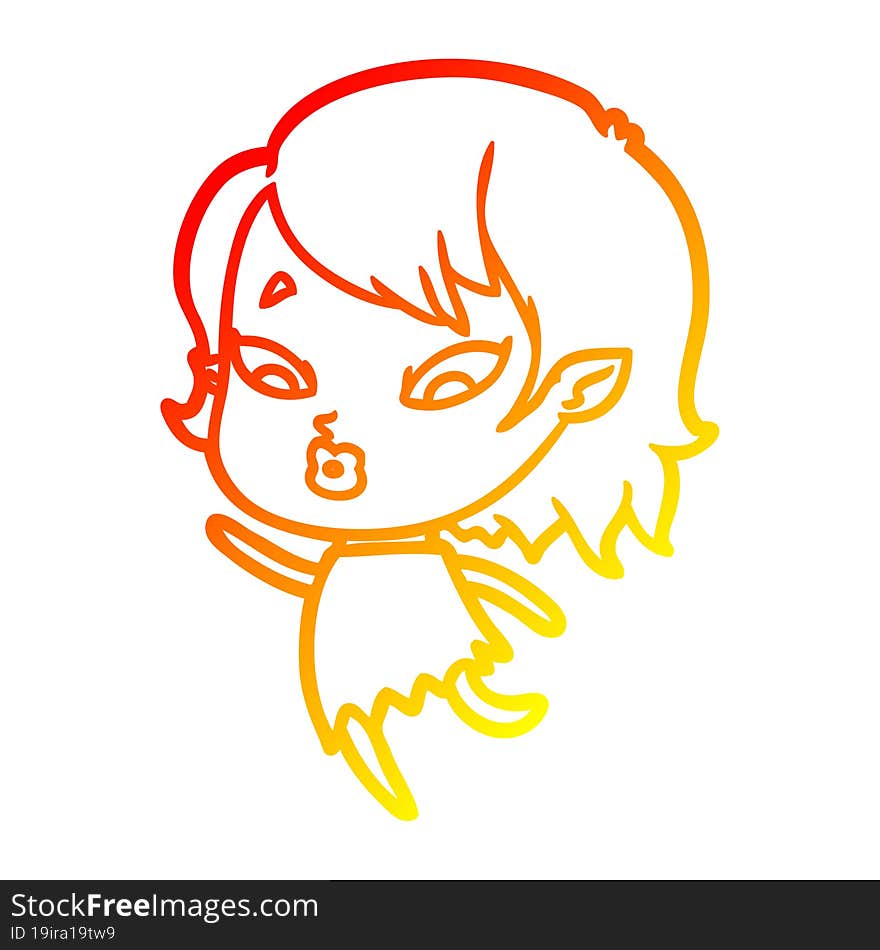 warm gradient line drawing cute cartoon vampire girl