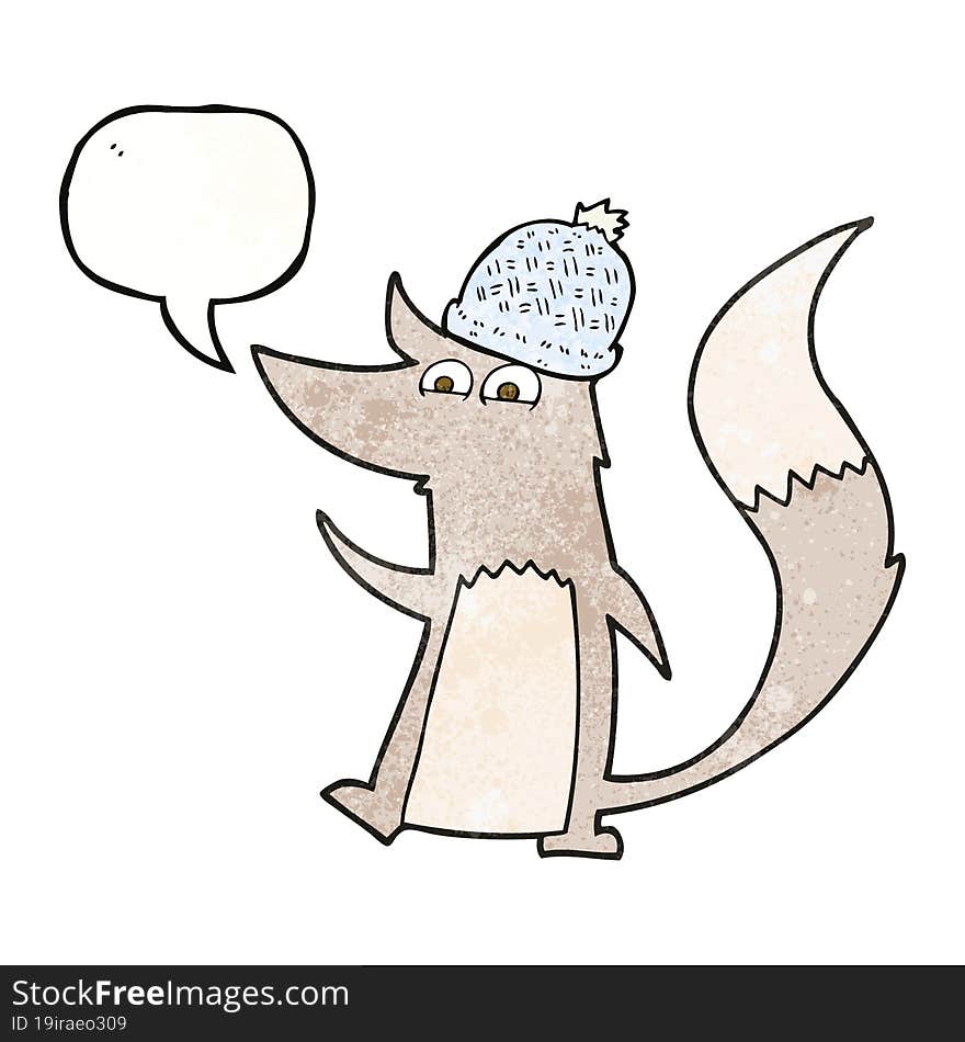 speech bubble textured cartoon little wolf