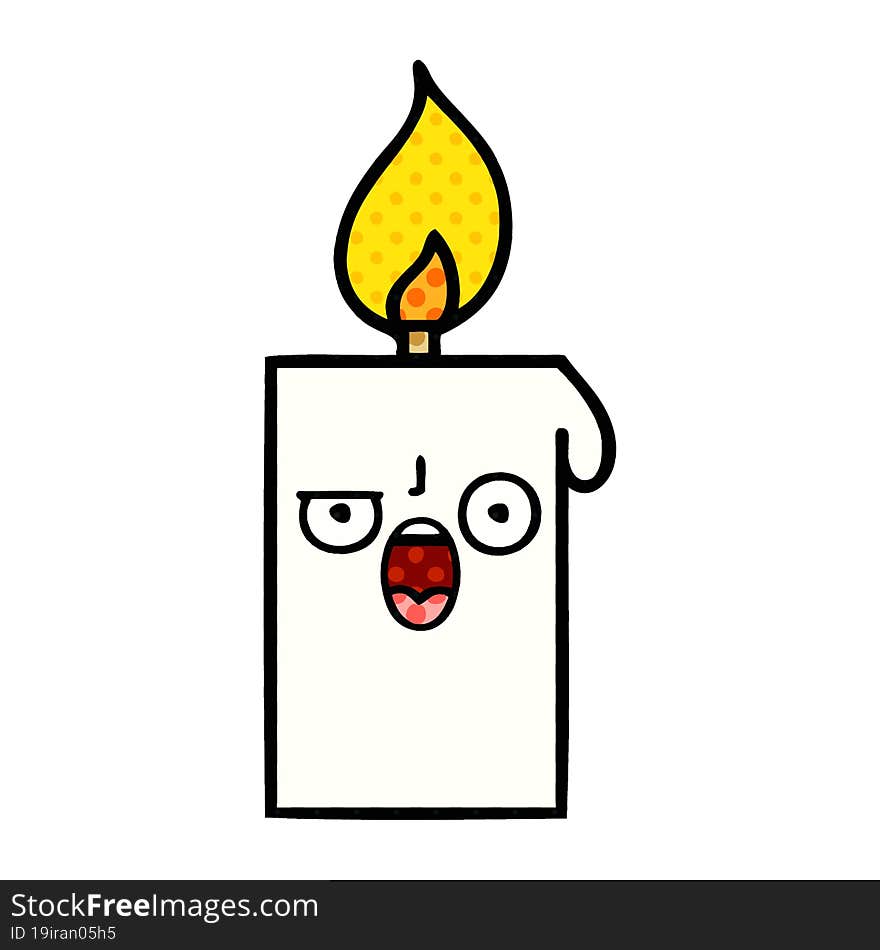 comic book style cartoon of a lit candle