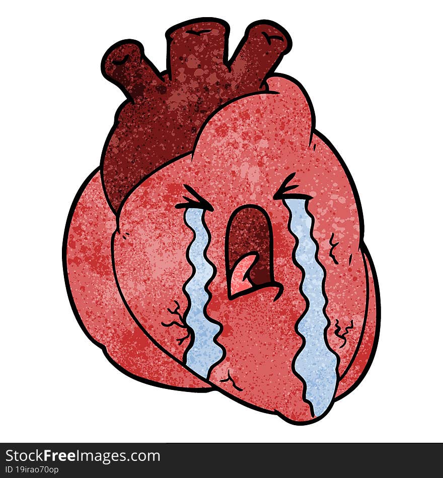 cartoon heart crying. cartoon heart crying