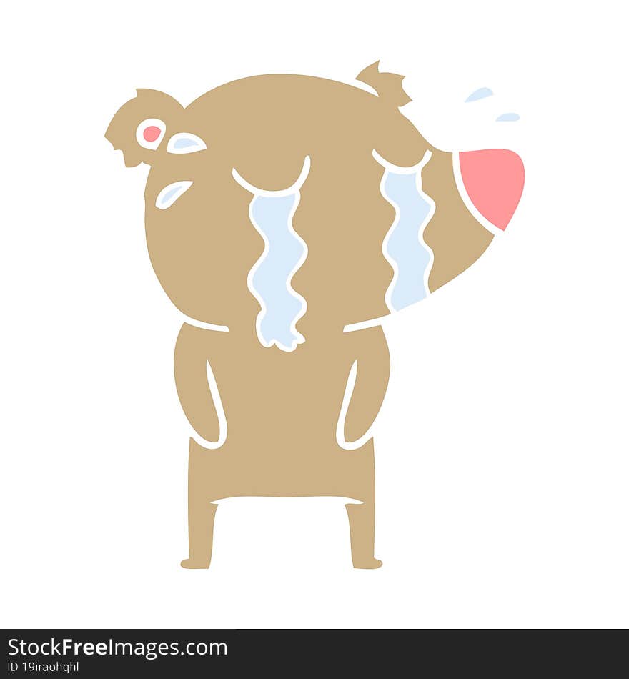 flat color style cartoon crying bear