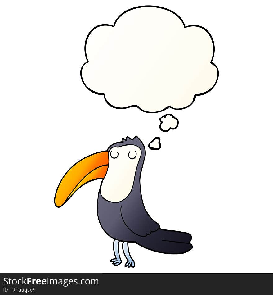 Cartoon Toucan And Thought Bubble In Smooth Gradient Style