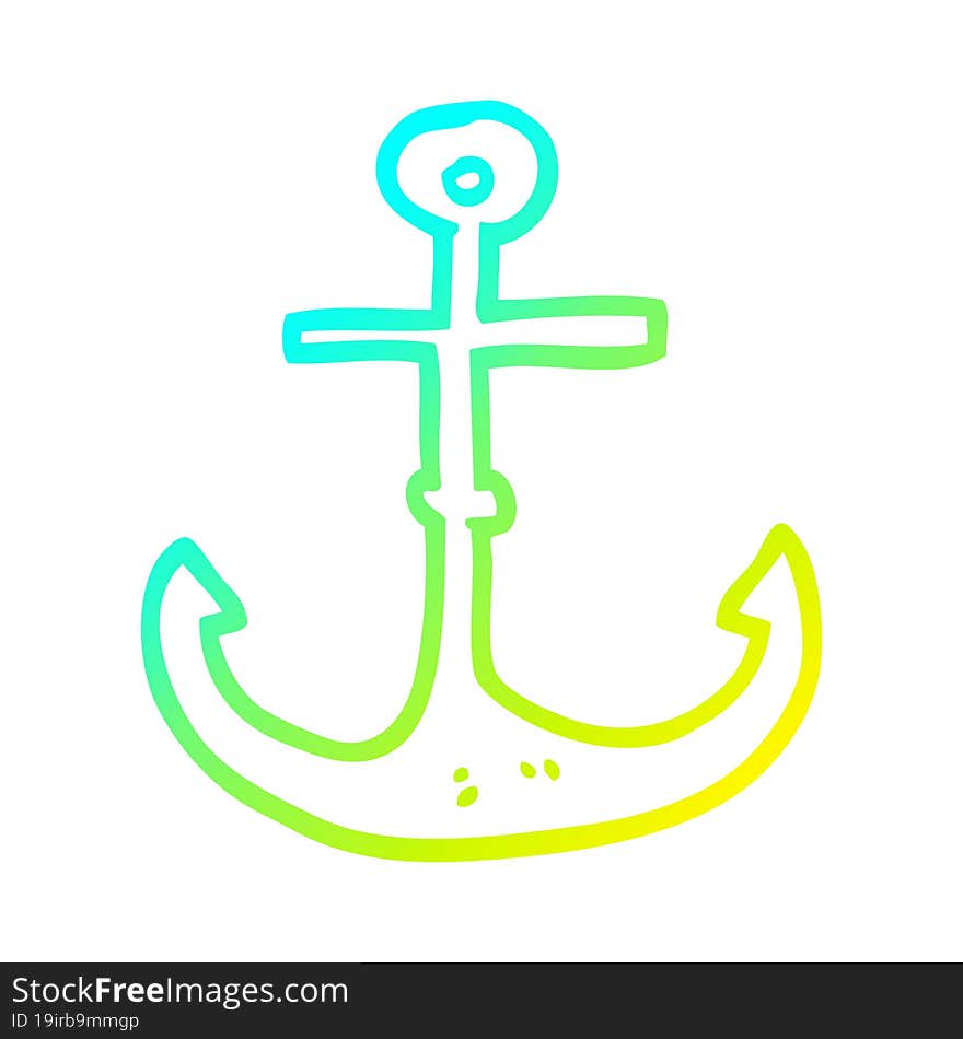 cold gradient line drawing cartoon ship anchor