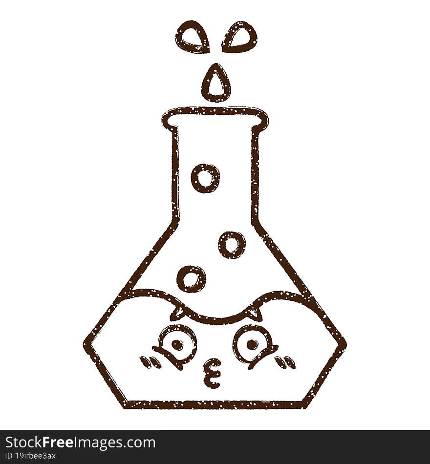 Bubbling Chemicals Charcoal Drawing