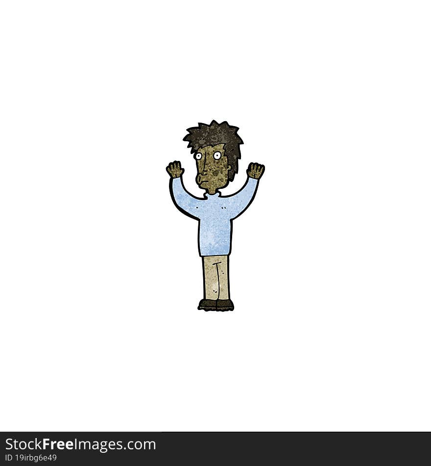 cartoon man surrendering