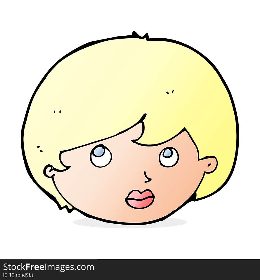 Cartoon Female Face Looking Upwards