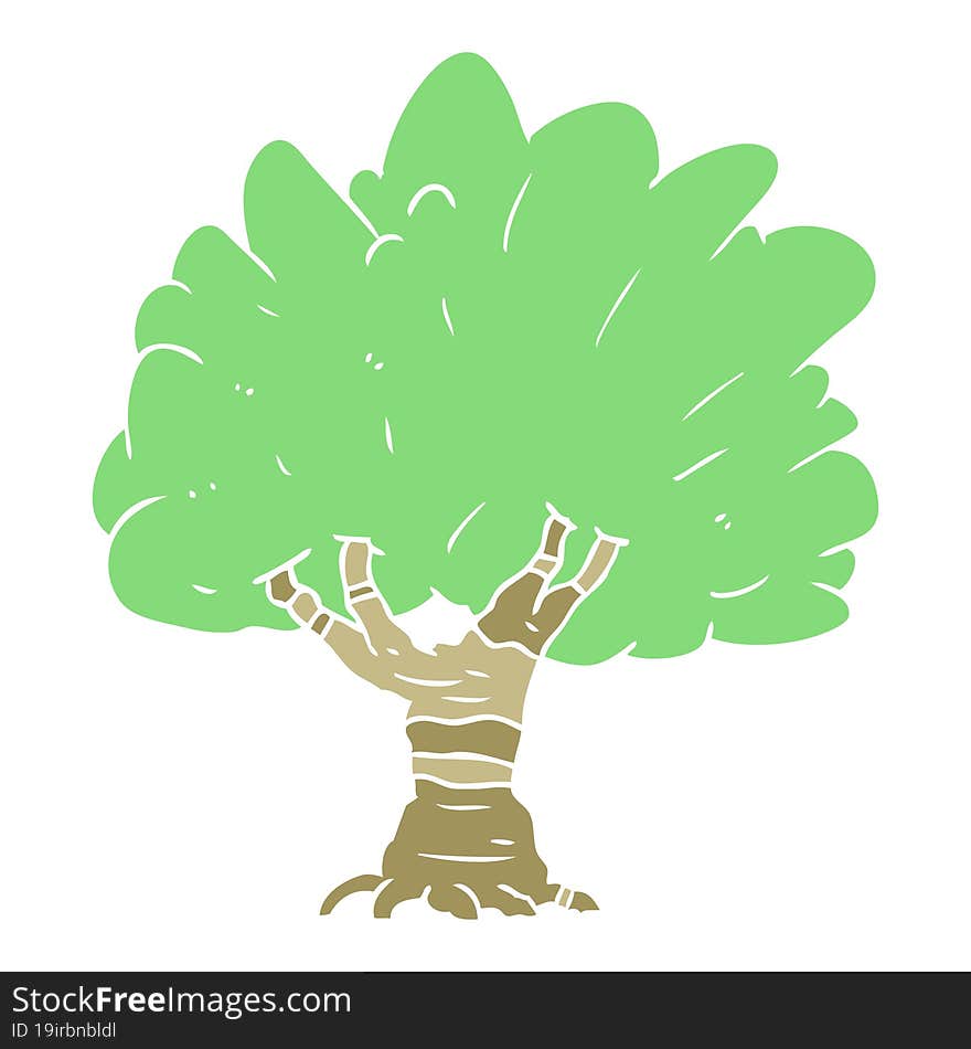 Flat Color Style Cartoon Tree