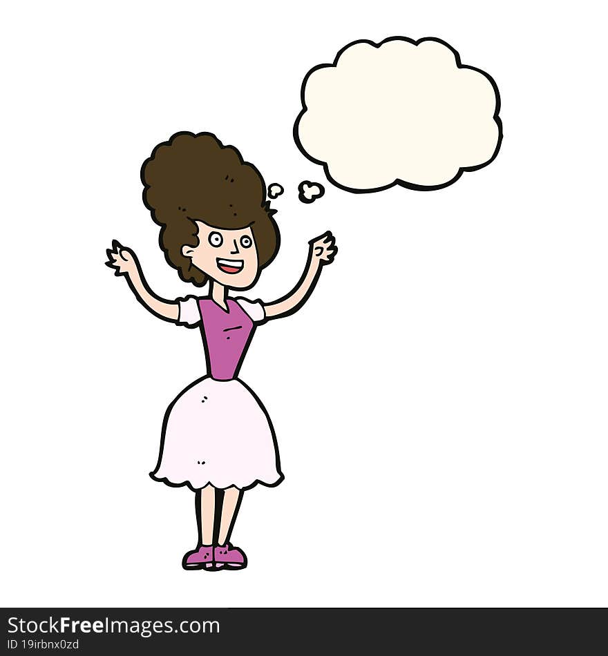 Cartoon Happy 1950 S Woman With Thought Bubble