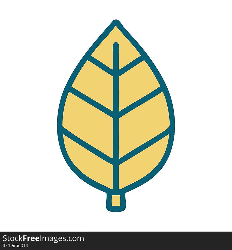 iconic tattoo style image of leaf. iconic tattoo style image of leaf