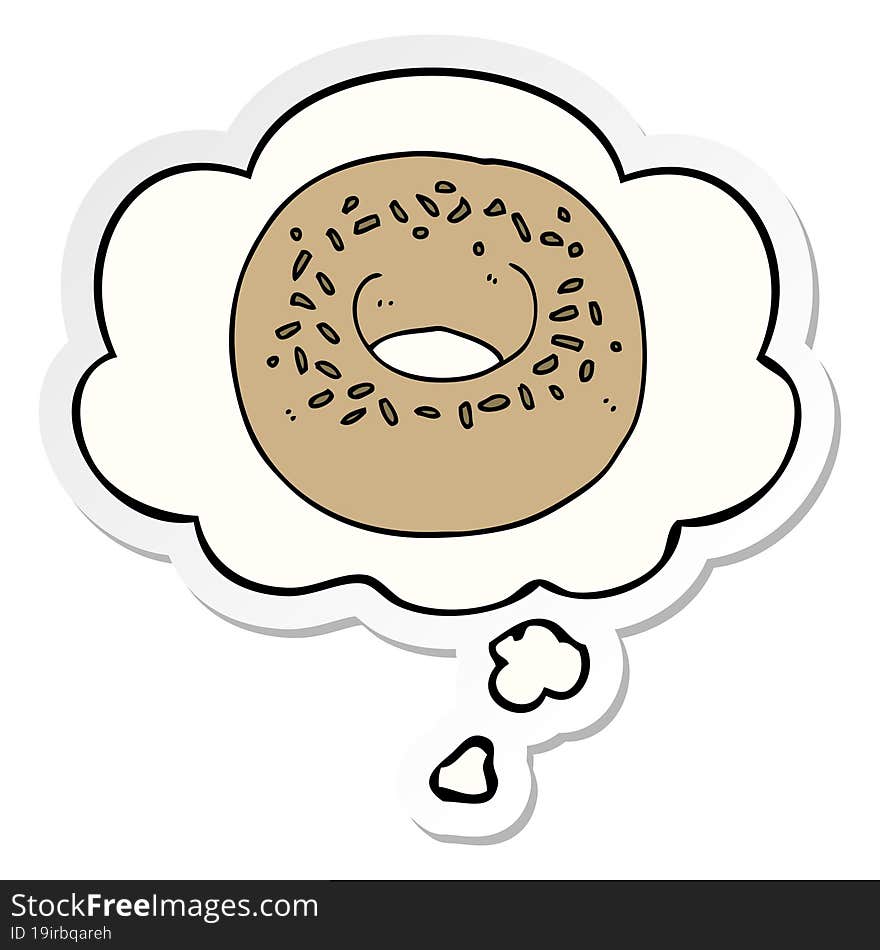 cartoon donut and thought bubble as a printed sticker