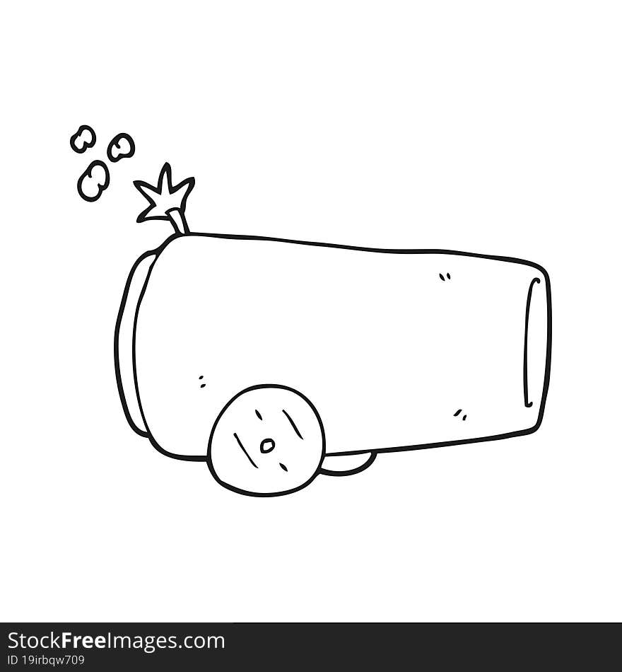 black and white cartoon cannon