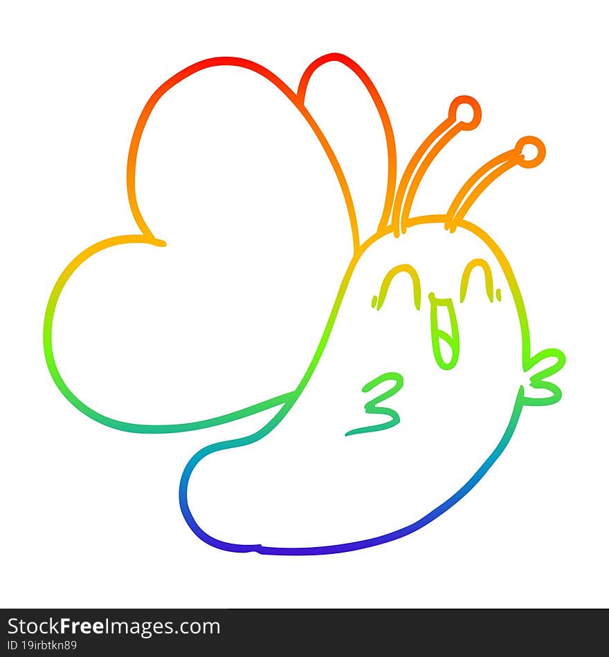 rainbow gradient line drawing funny cartoon butterfly