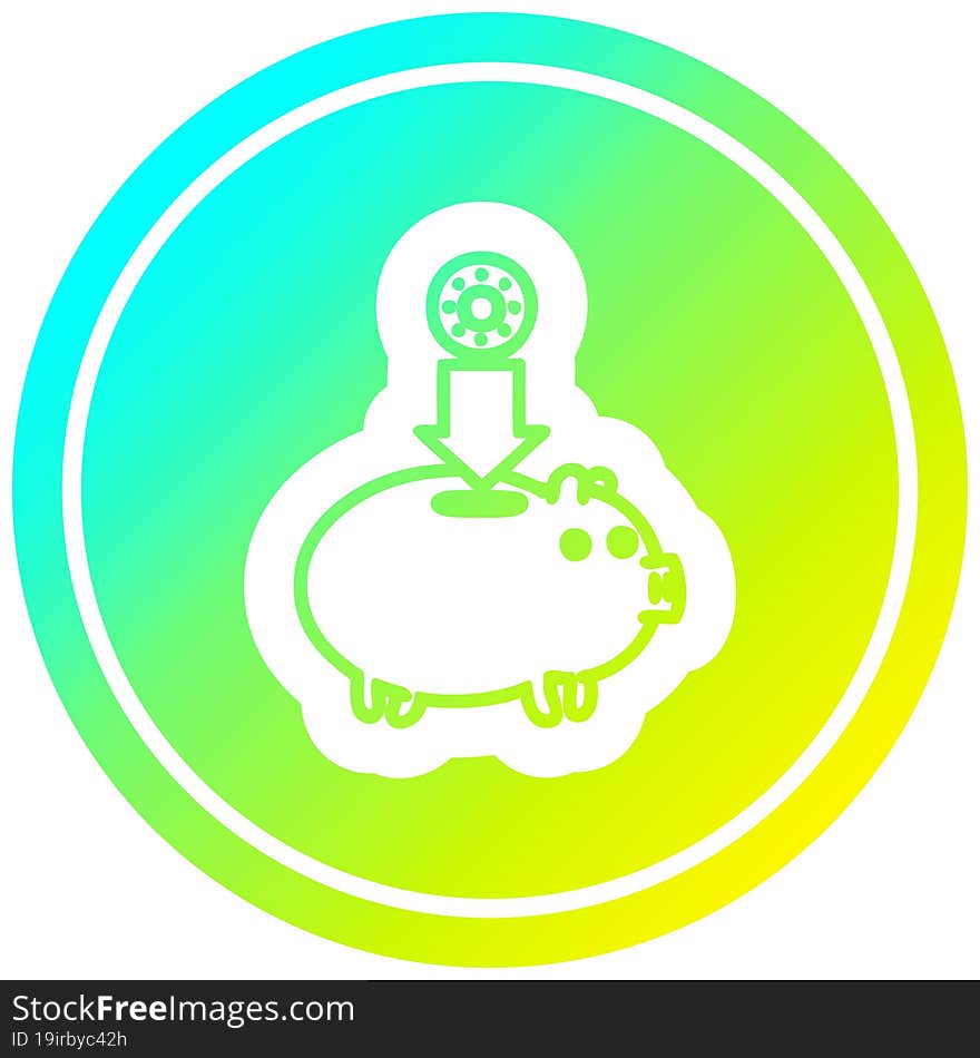 piggy bank circular in cold gradient spectrum