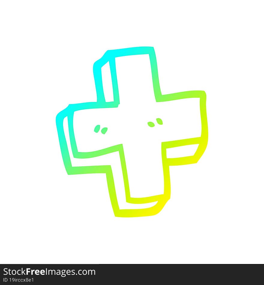 Cold Gradient Line Drawing Cartoon Plus Symbol