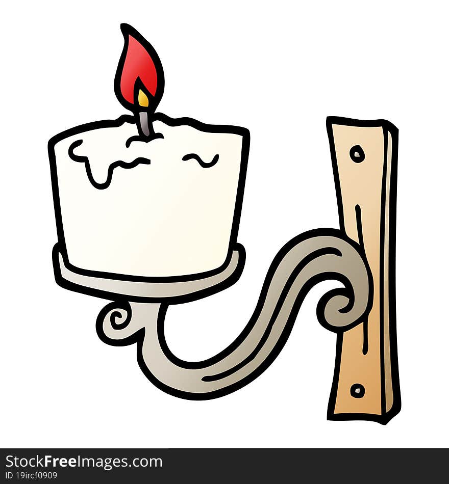 Vector Gradient Illustration Cartoon Old Candle Holder