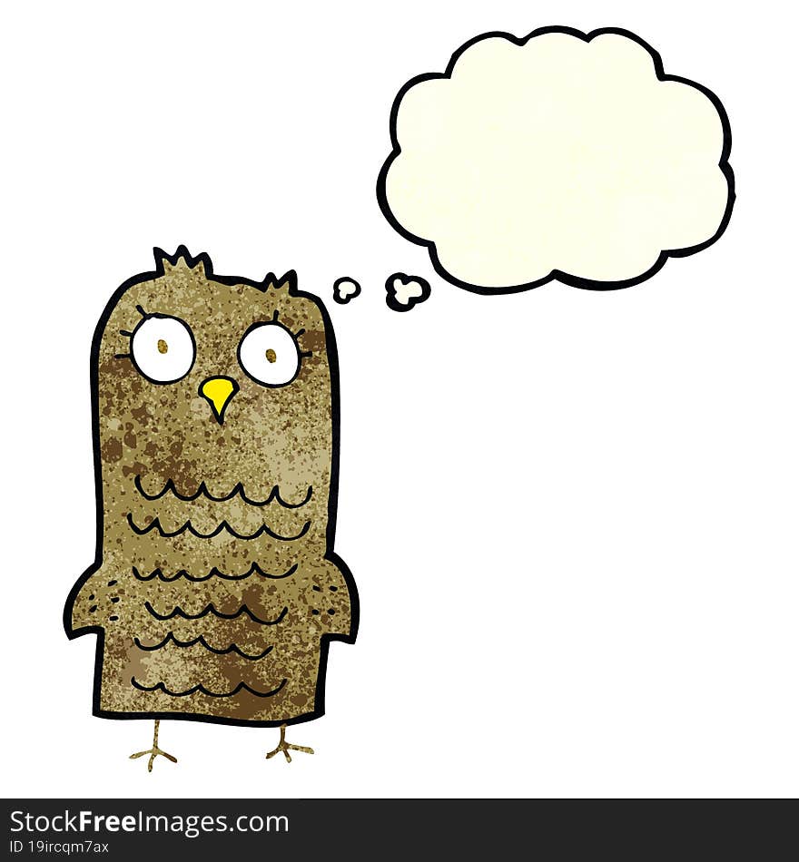 cartoon owl with thought bubble