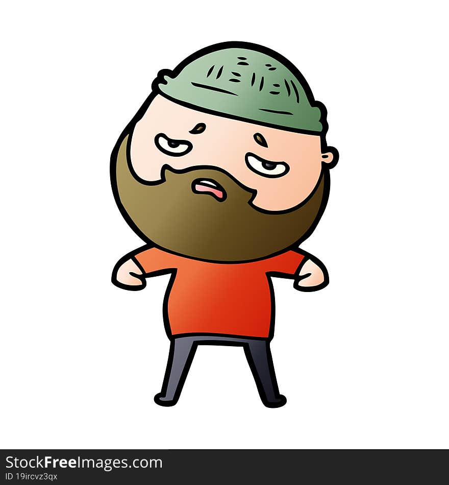 cartoon worried man with beard. cartoon worried man with beard