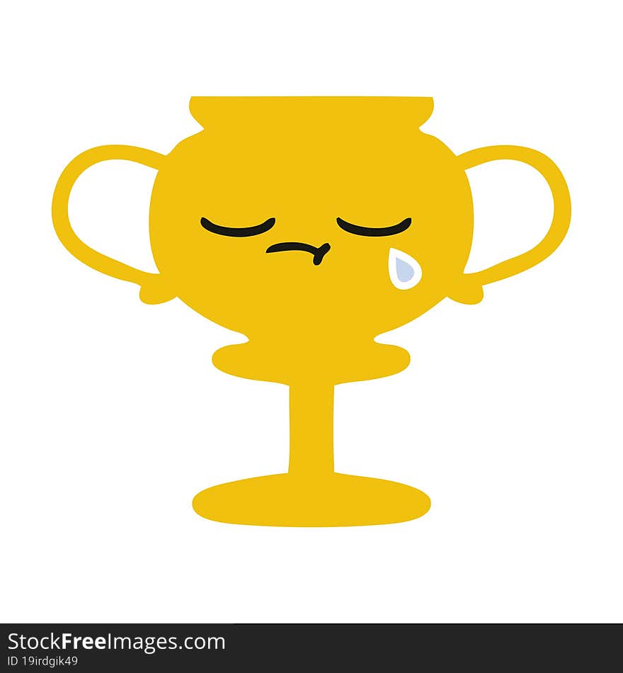 flat color retro cartoon of a trophy