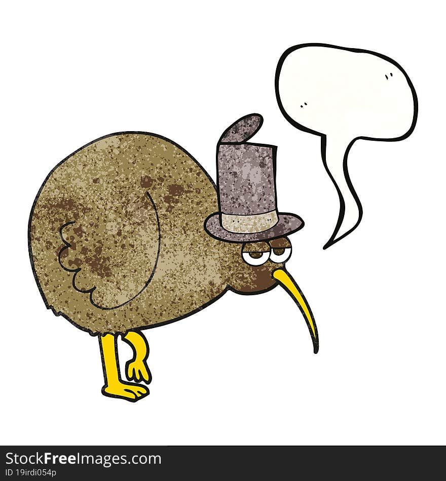 Speech Bubble Textured Cartoon Kiwi Bird