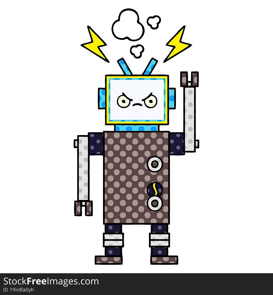 Comic Book Style Cartoon Robot