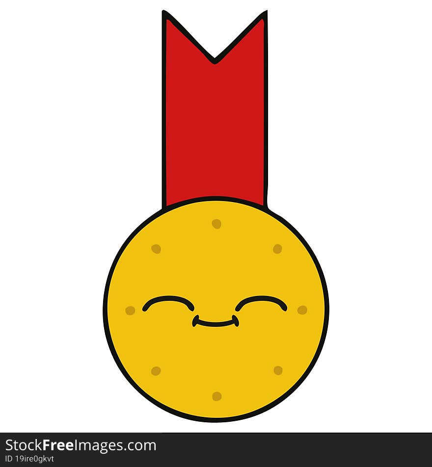 cute cartoon of a gold medal. cute cartoon of a gold medal